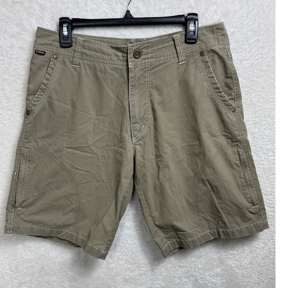 Kuhl Mens 32 Khaki Cotton Nylon Blend‎ Cargo Hiking Shorts Tan Utility